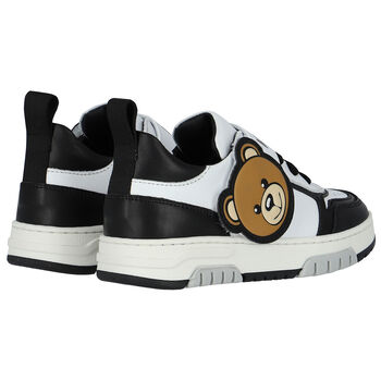 حذاء رياضي بطبعة تيدي باللون الأسود والأبيض